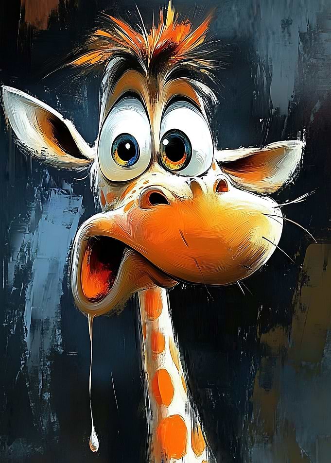 Funny Giraffe oil Painting Safari