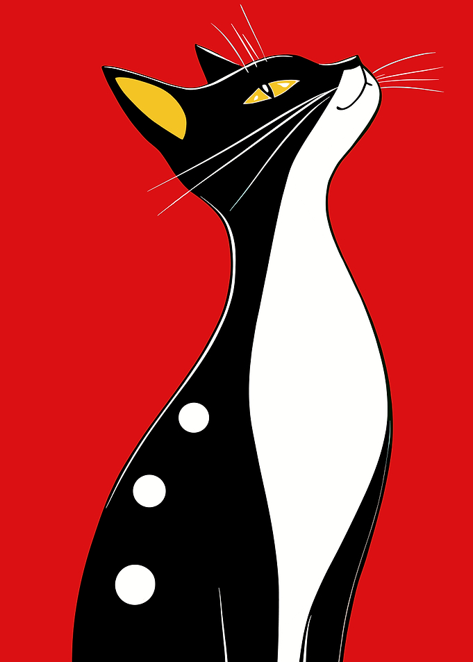 Black and White Cat Illustration