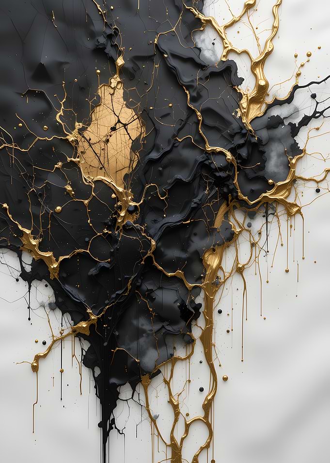 Black and Gold Abstract Art