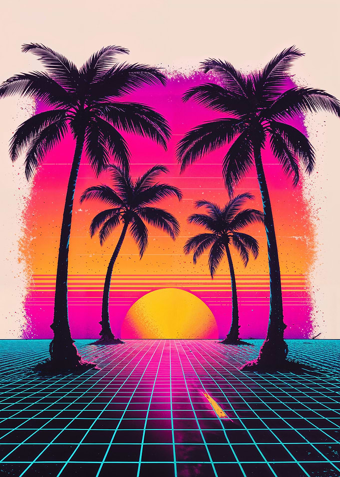 Retro Sunset Palms