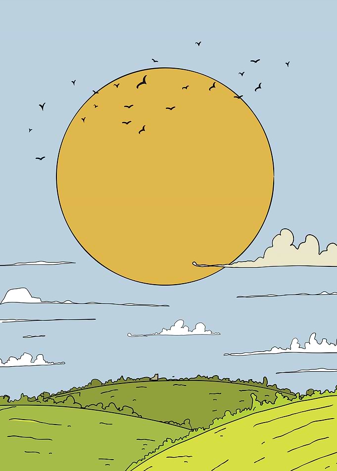 Sun and Rolling Hills