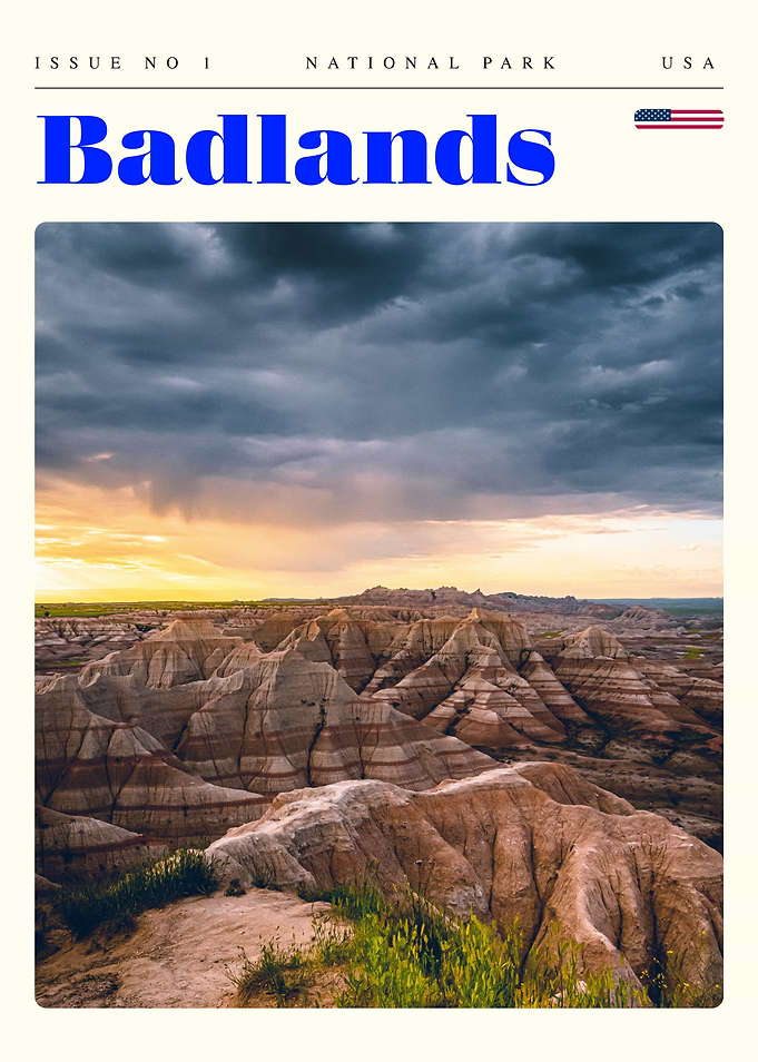 Badlands National Park Travel Art Poster