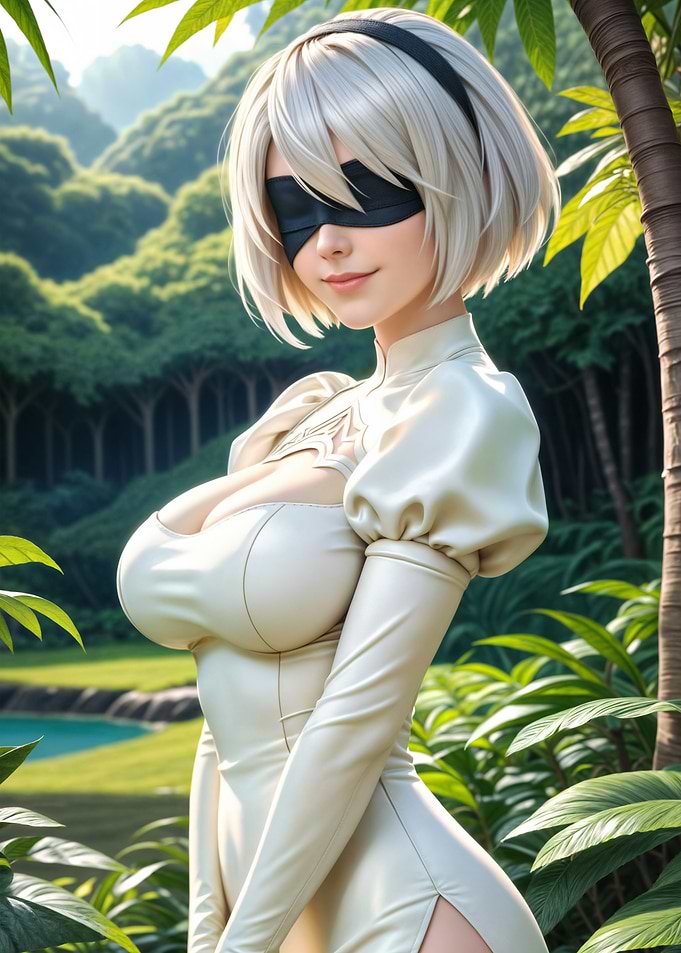 White Android In Tropical Setting