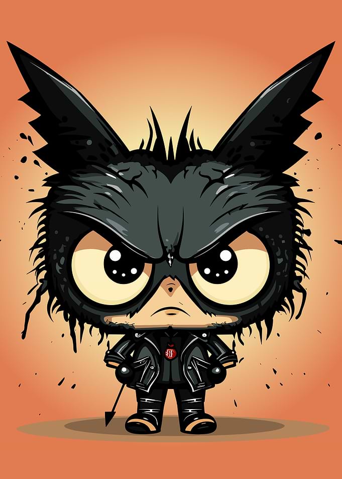 Angry Black Cat Character