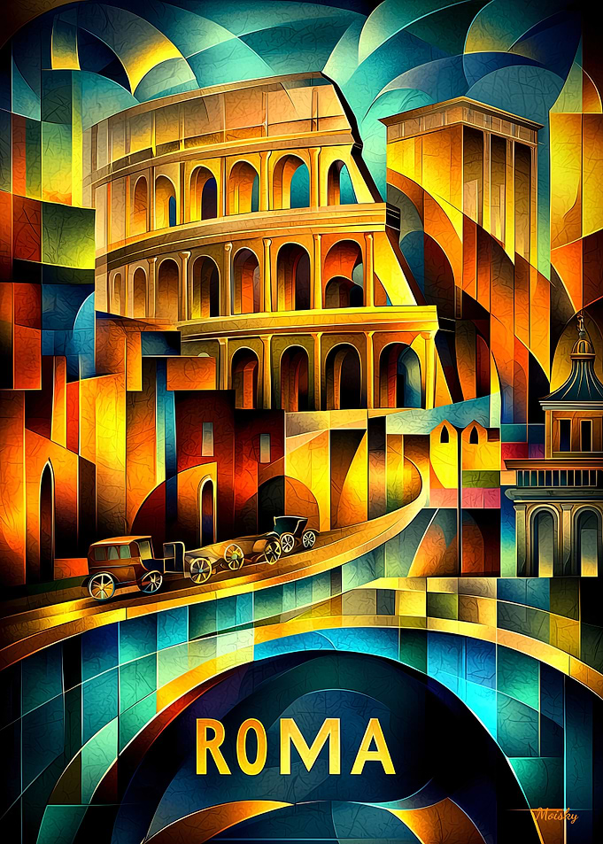Rome Cubist Heritage – Modern Geometric Colosseum