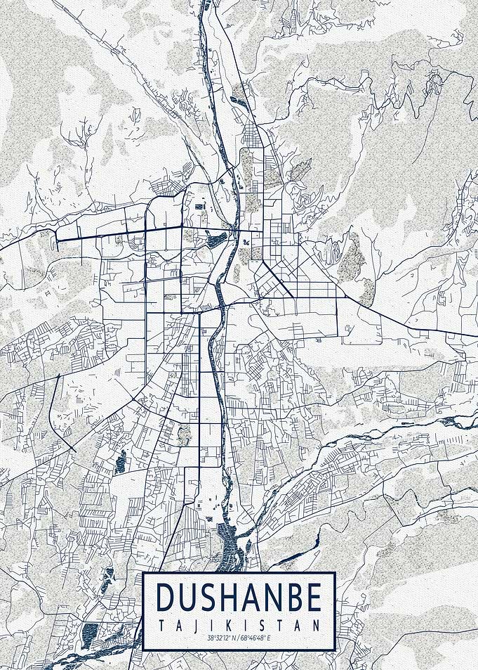 Dushanbe City Map Tajikistan Coastal