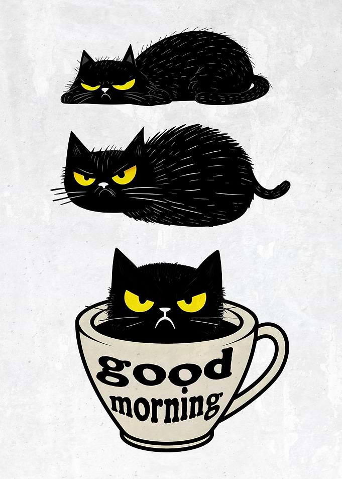 Funny Cat Coffee Morning