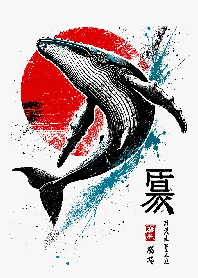 Whale Jump Sumi-e