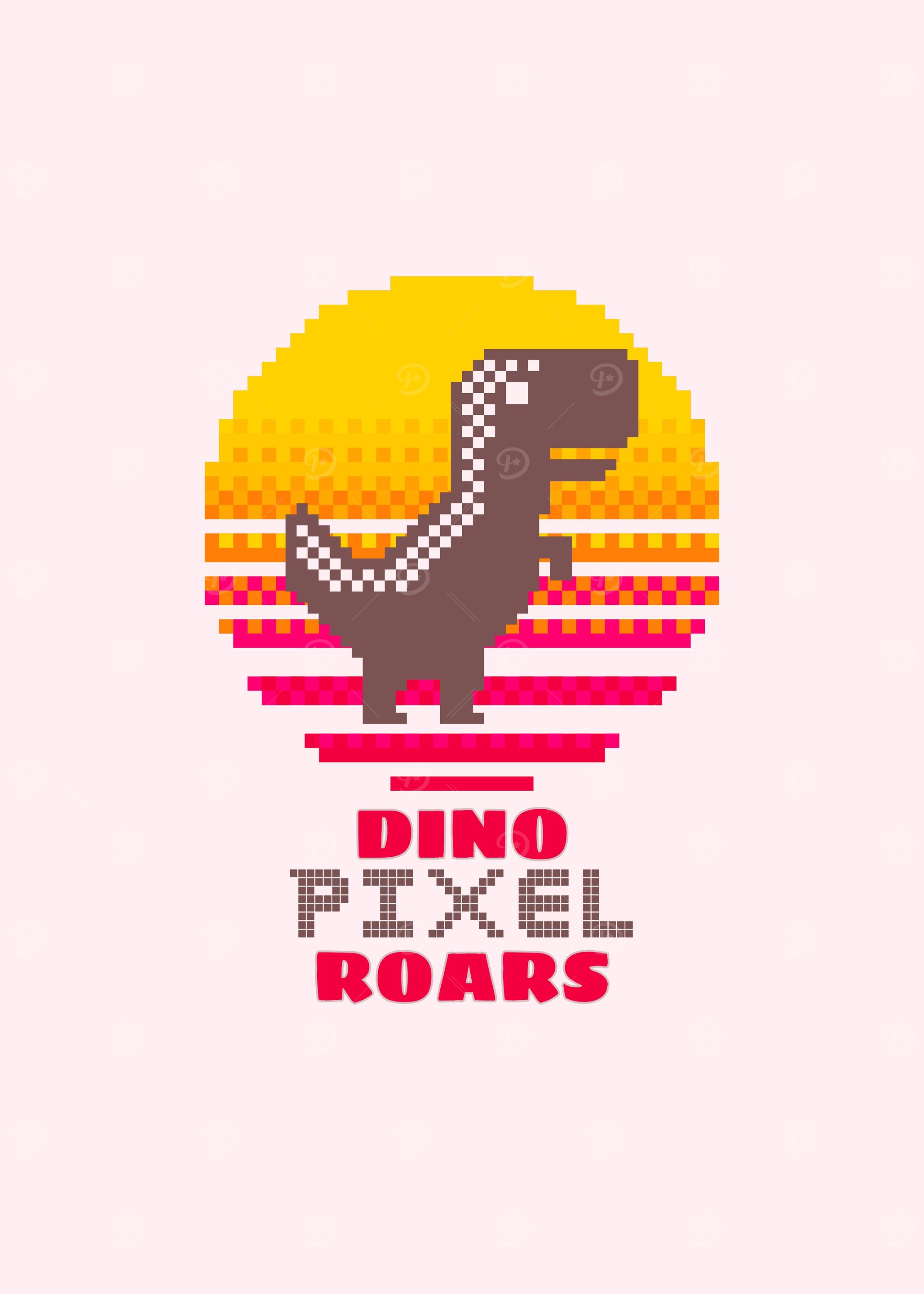 Pixelated Dino Sunset
