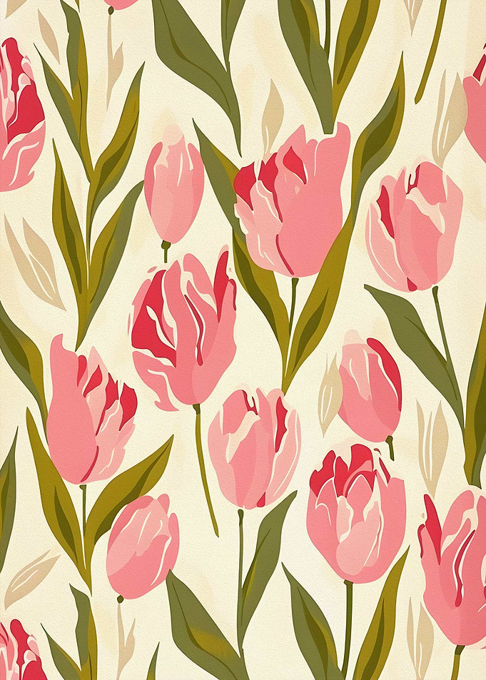 Pink Tulip Floral Pattern