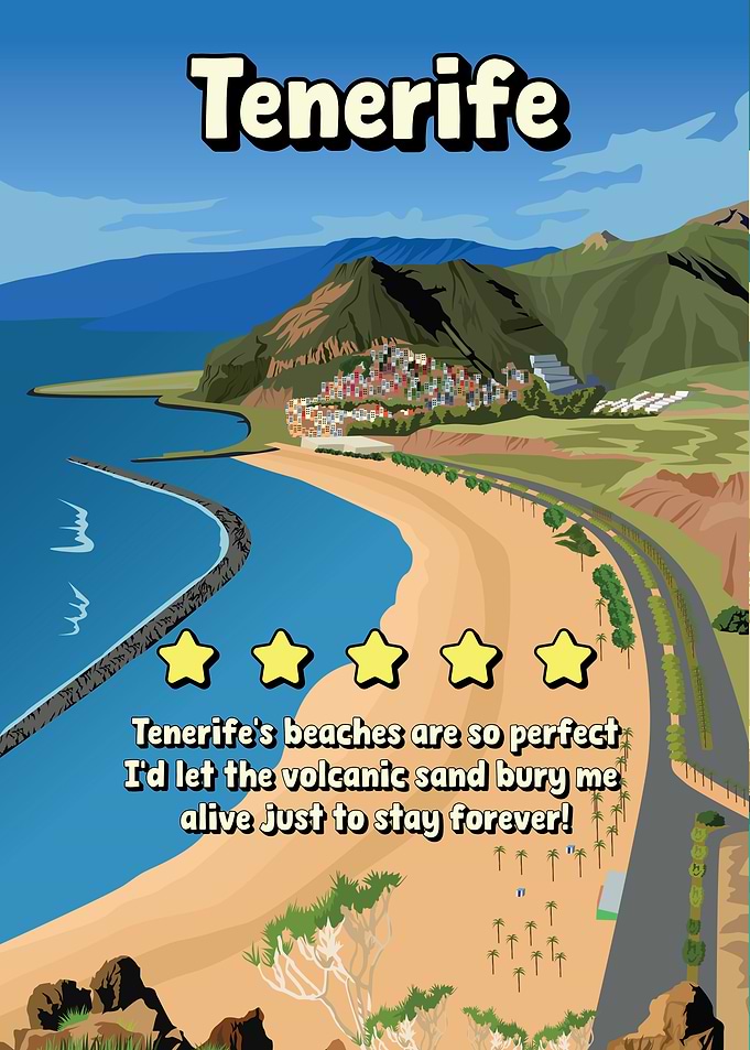 Tenerife Funny Minimal Review Travel Poster