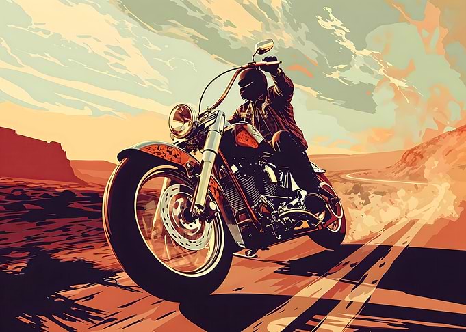 Harley Rider Sunset