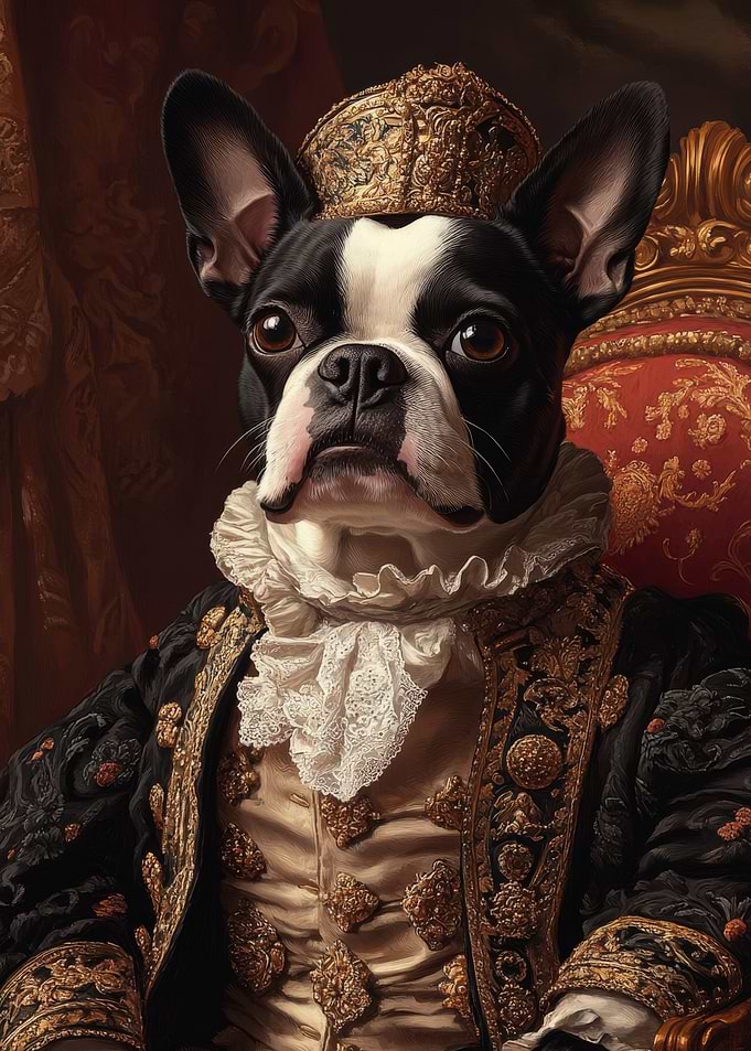 Boston Terrier Renaissance Noble | Regal Dog Portrait