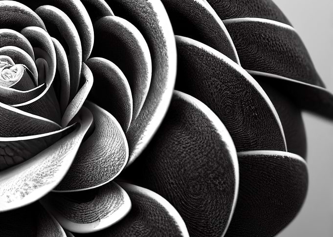 Black and White Rose Close-up