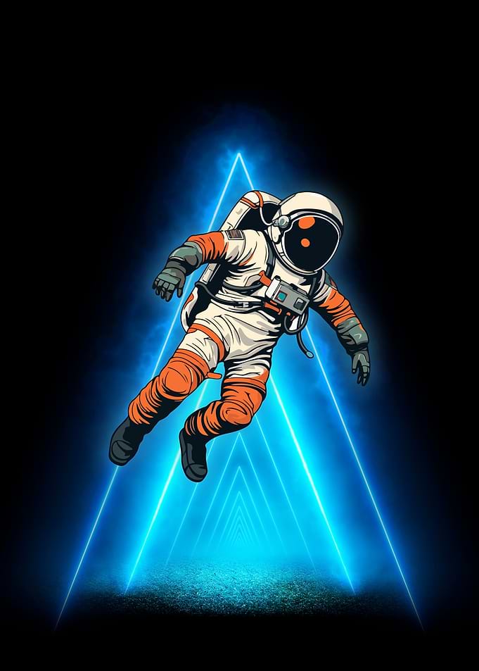 Astronaut in Neon Tunnel