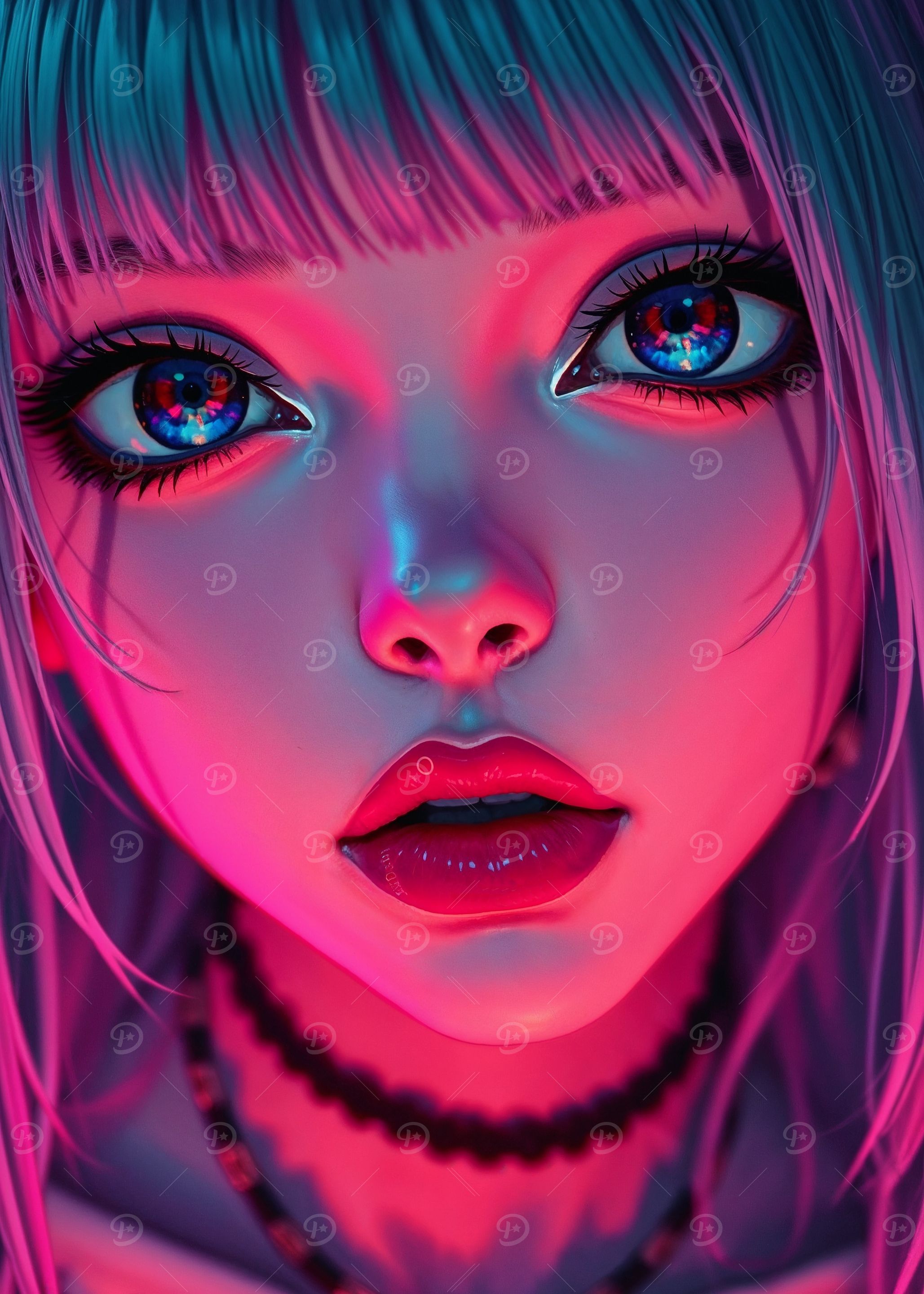 Pink Anime Girl Portrait