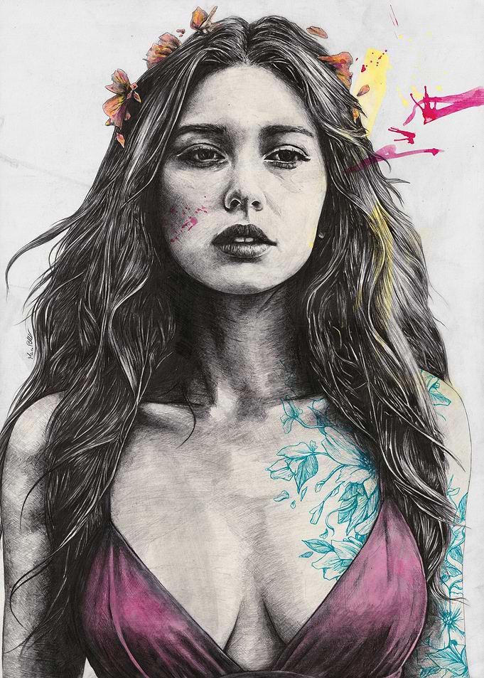 Woman with Floral Tattoo