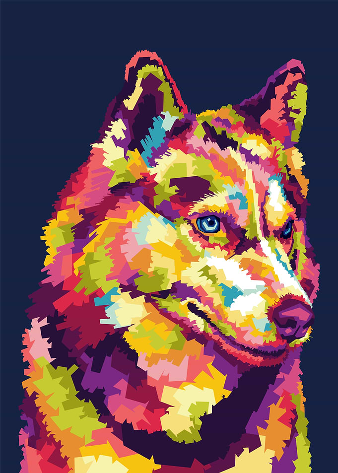 Colorful Husky Portrait