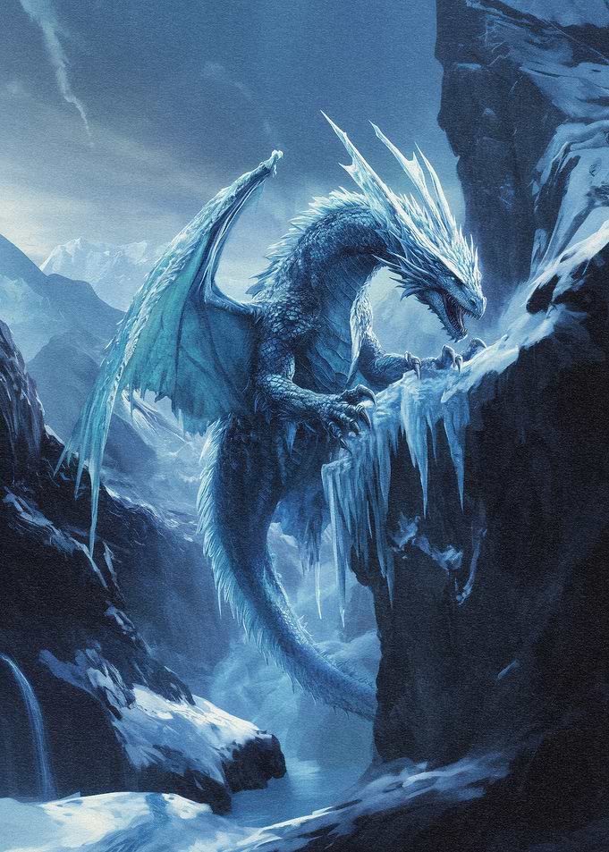 Ice Dragon in Mountain Pass
