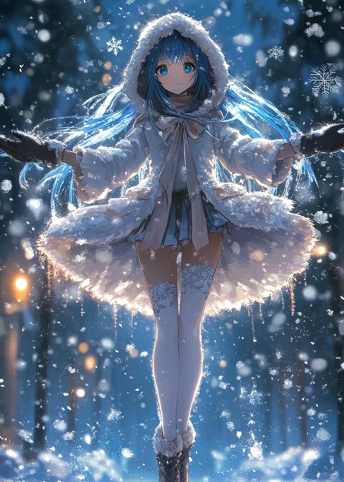 Anime Girl in Winter Wonderland