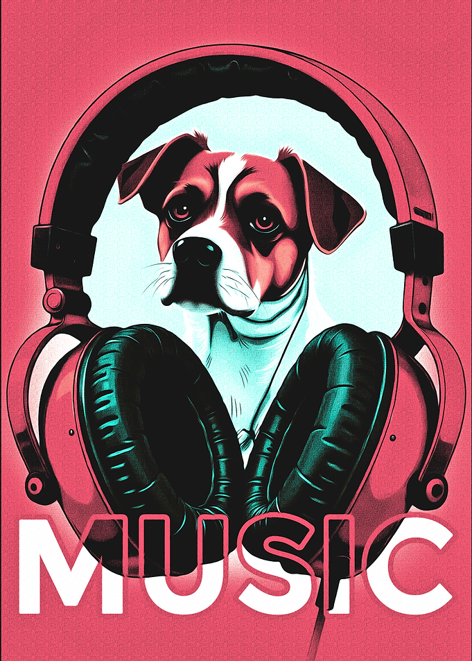 Dog with Headphones