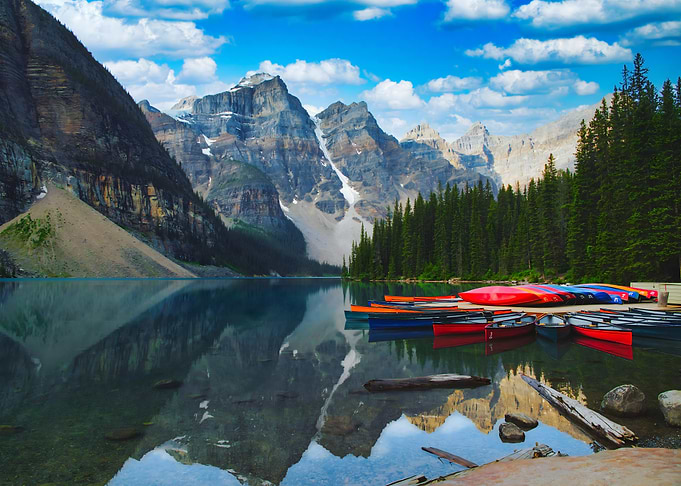Canoes at Mountain Lake