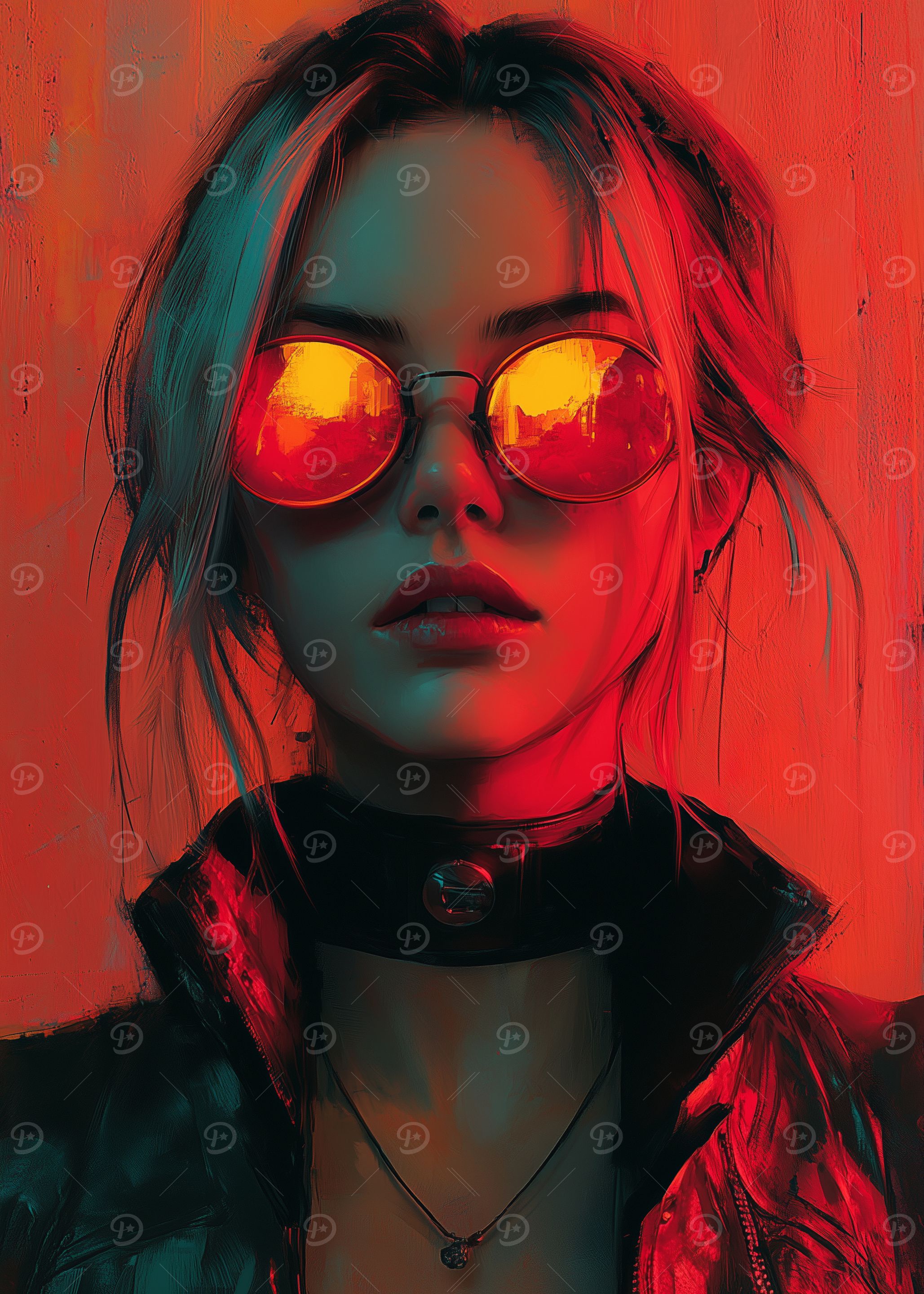 Woman in Red Sunglasses