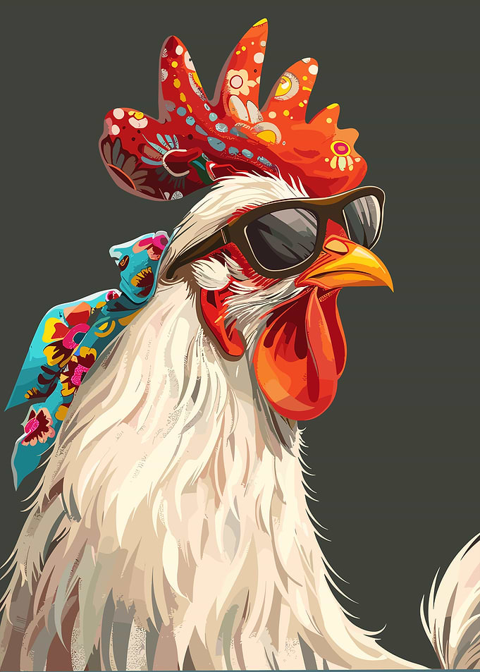 Cool Rooster with Sunglasses