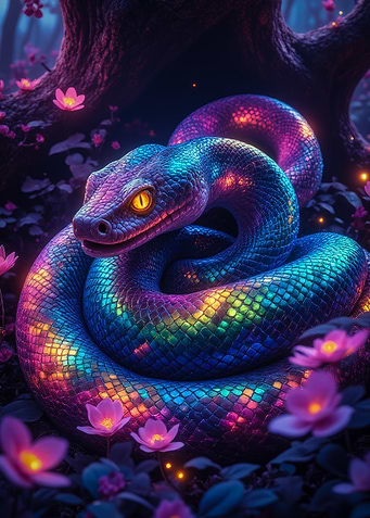 Iridescent Snake in Forest