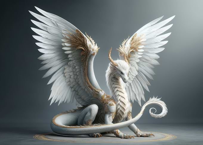Raphael : A White Dragon with Golden Accents