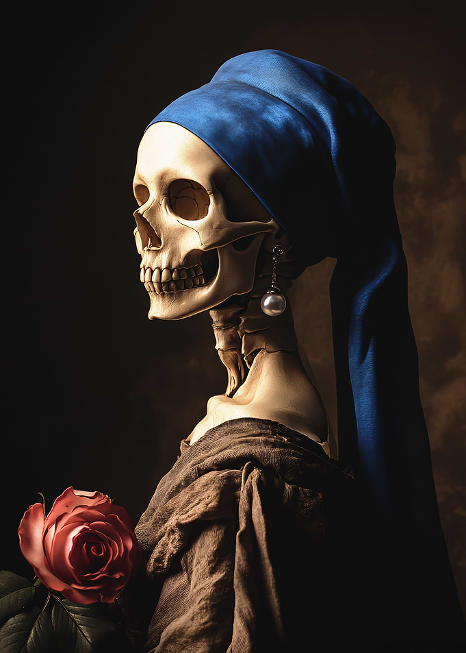 Skull with Pearl Earring