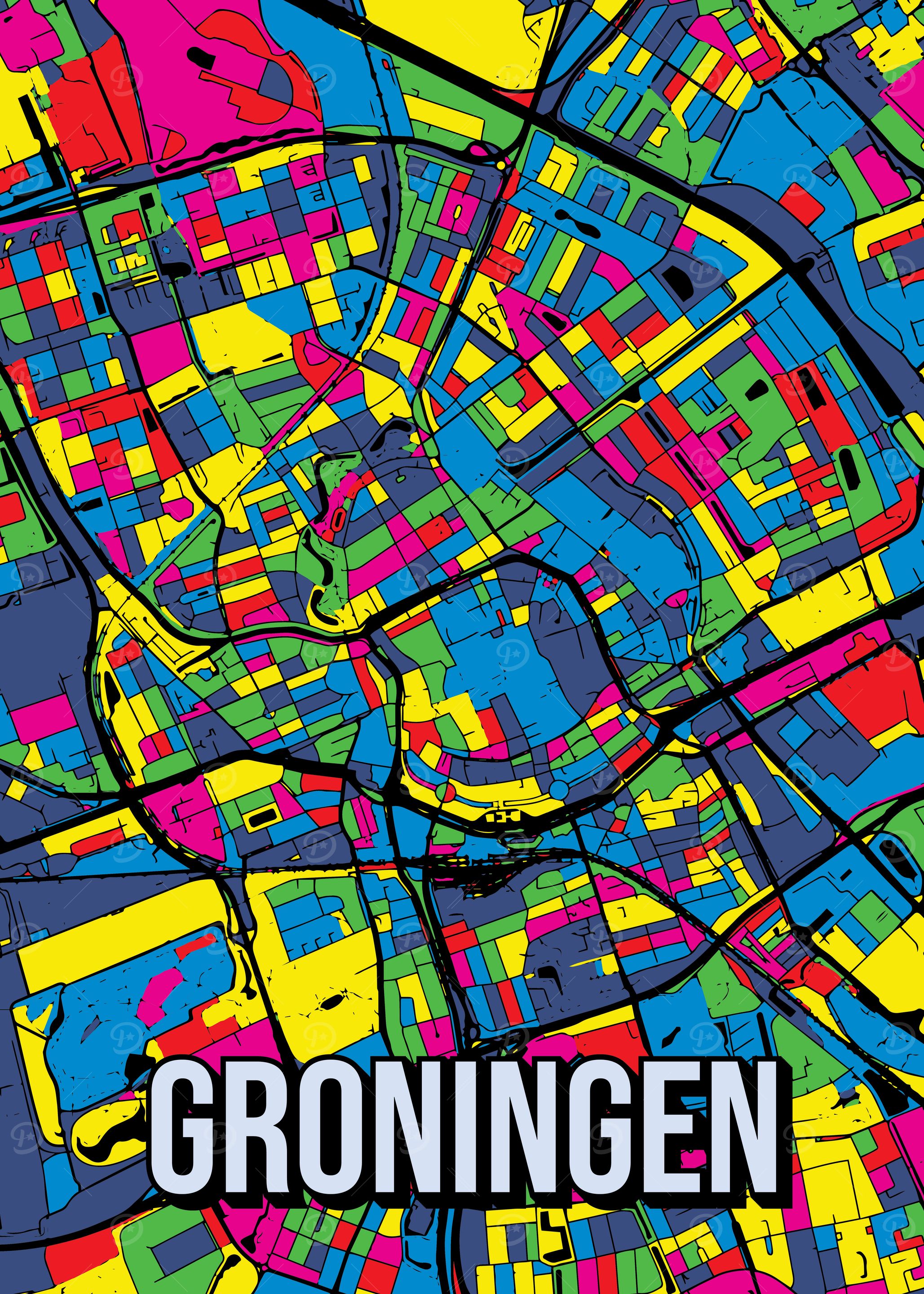 Groningen City Map Pop Art
