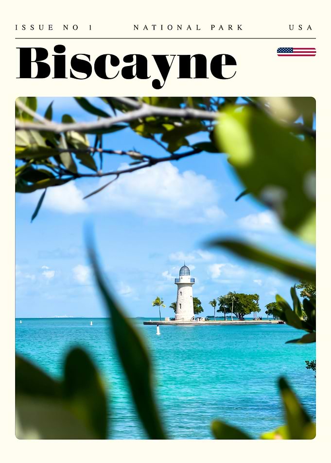 Biscayne National Park Lighthouse Travel Art Poster