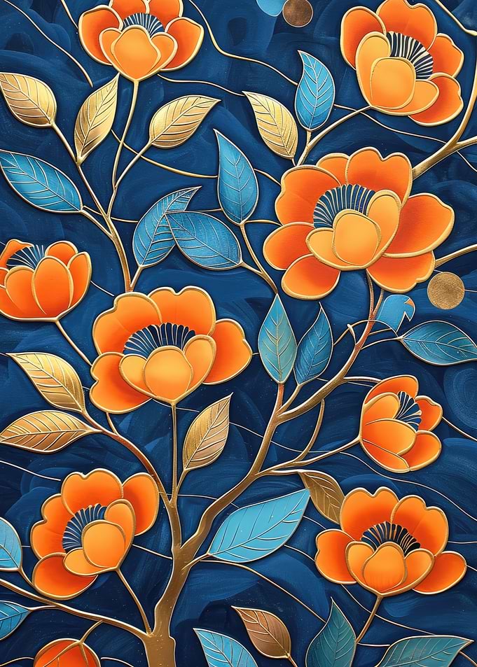 Elegant Orange Flowers Floral Art Print