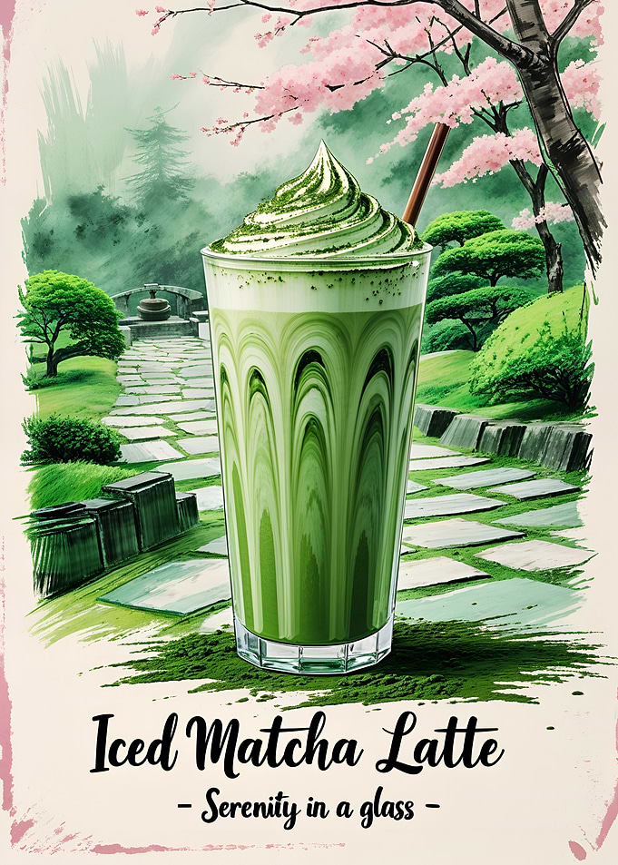 Vintage Iced Matcha Latte