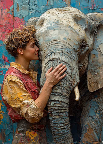Woman and Elephant
