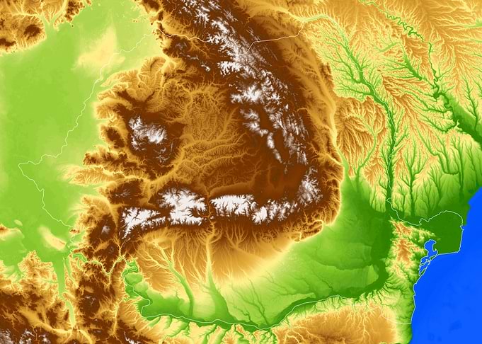 Topographic Map of Romania