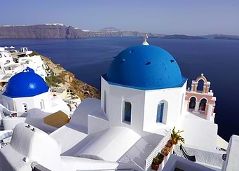 Santorini Blue Domes