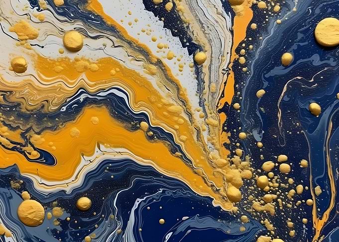 Abstract Gold & Blue Swirls