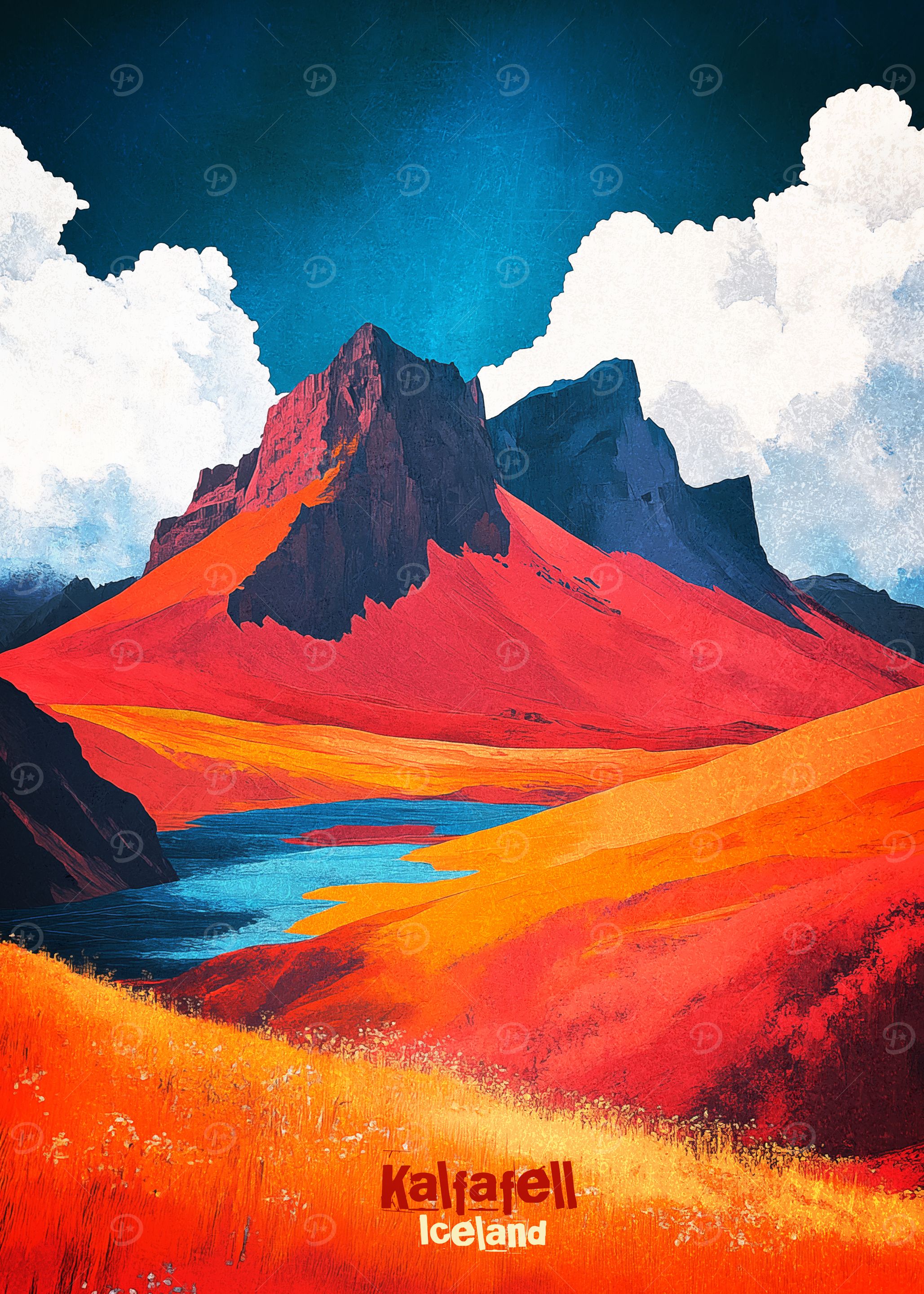 Kalfafell Iceland Art Poster