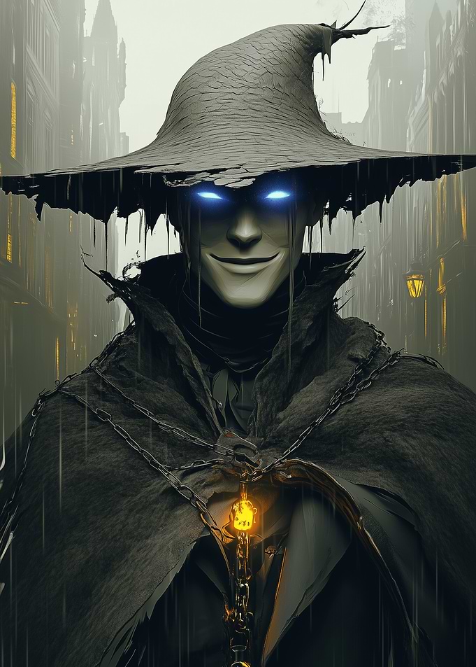 Dark Figure in a Wide-Brimmed Hat