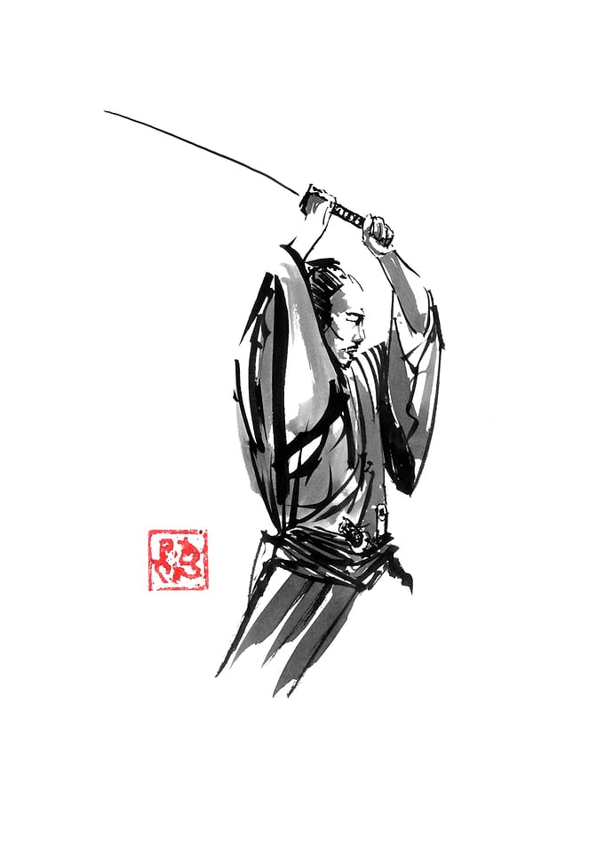Samurai Warrior Ink Painting