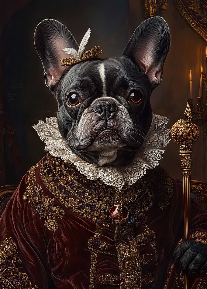 French Bulldog Renaissance King | Regal Pet Portrait