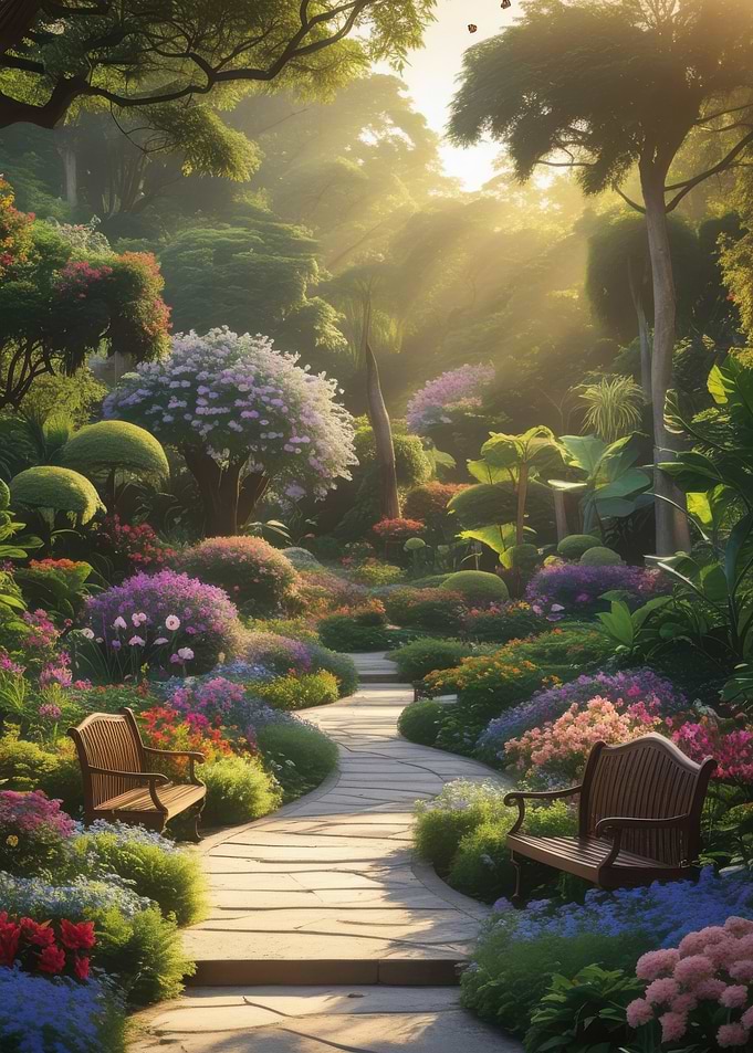 Sunlit Garden Path