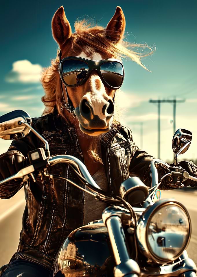 Horse on a Motorcycle