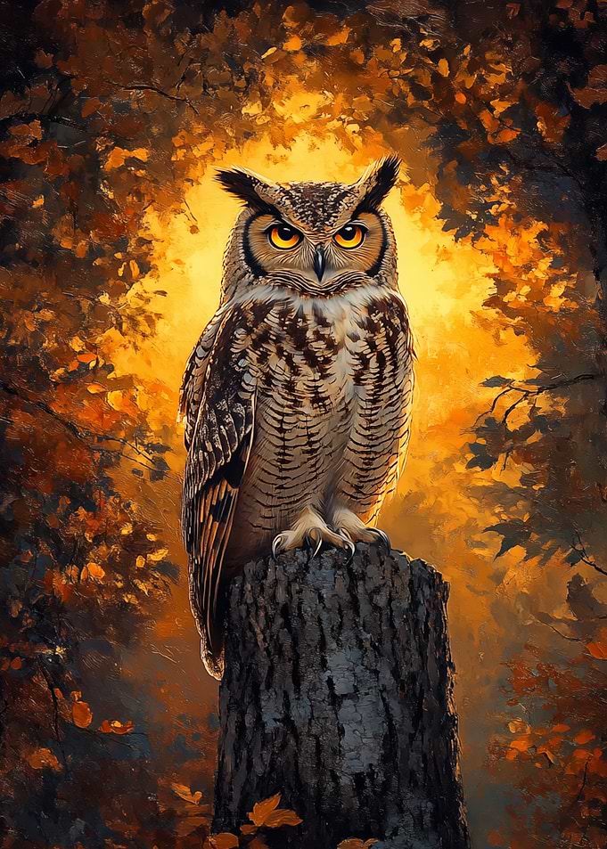 Majestic Eagle Owl in Autumn