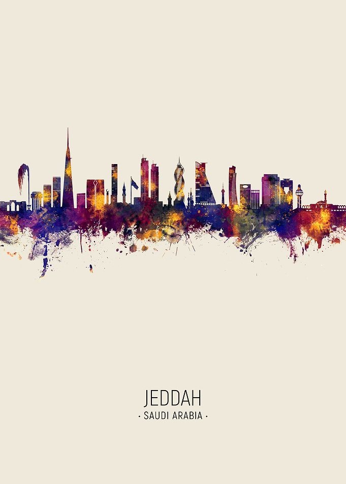 Jeddah Skyline Watercolor