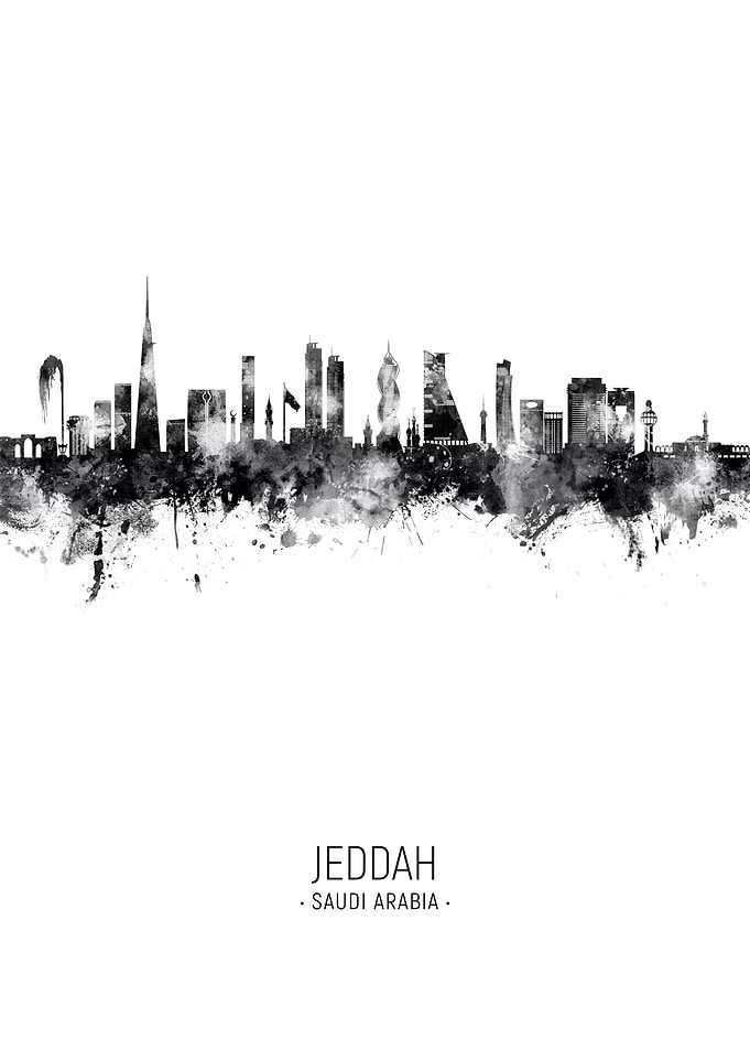 Jeddah Skyline Watercolor