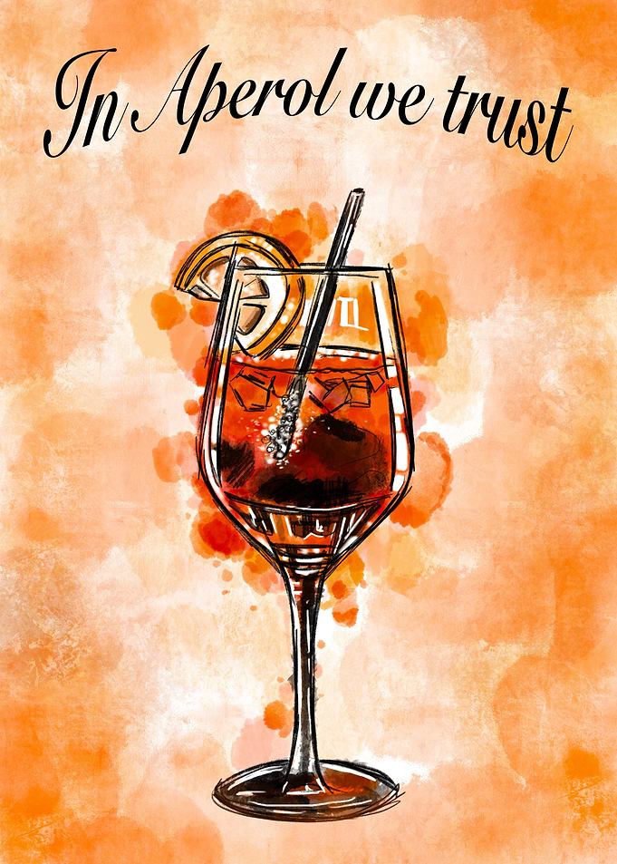 Aperol Spritz Watercolor
