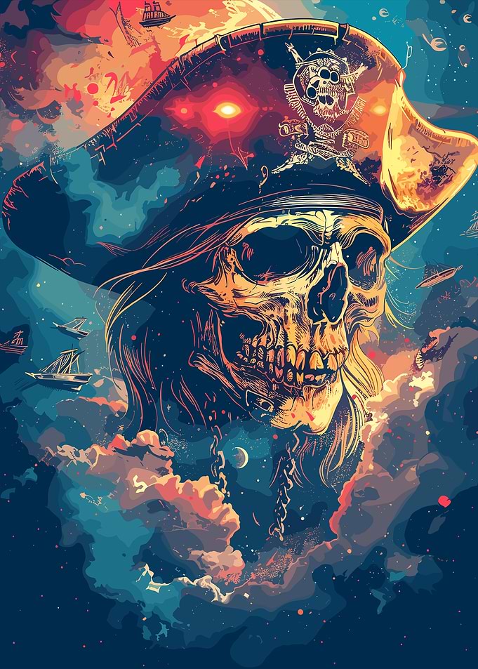 Pirate Skull in Space